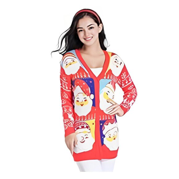Ugly Christmas Santa Sweater / Cardigan Unisex - Picture 3 of 3